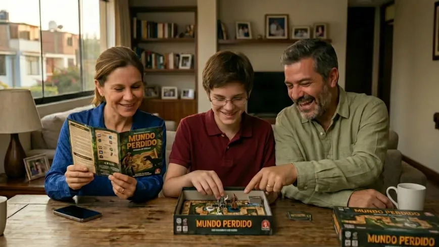 Familia disfrutando un juego de mesa con visión corregida tras tratamiento de hipermetropía y presbicia